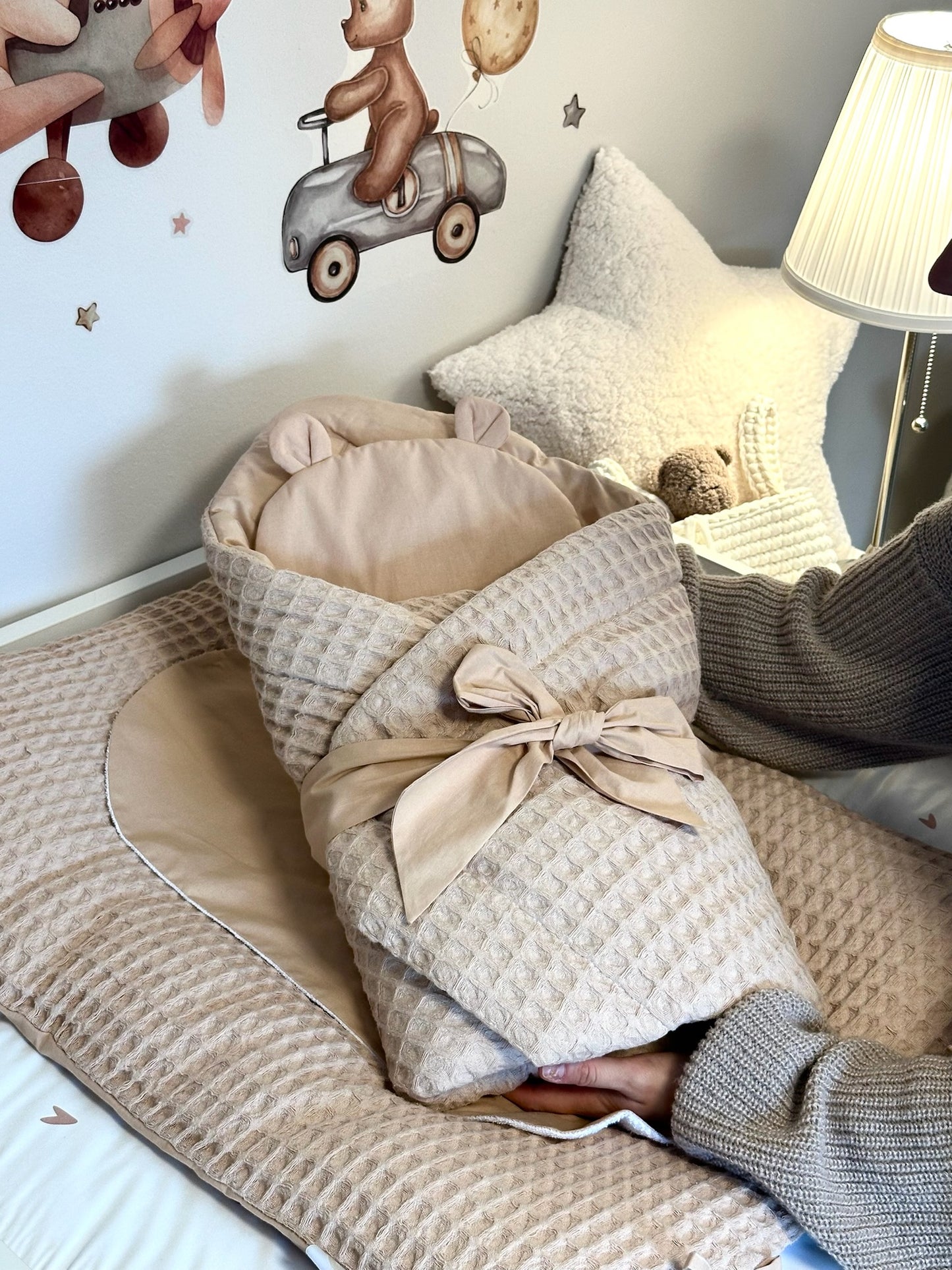 Wickelunterlage aus 100% Baumwolle (Waffelstoff) 75x55cm