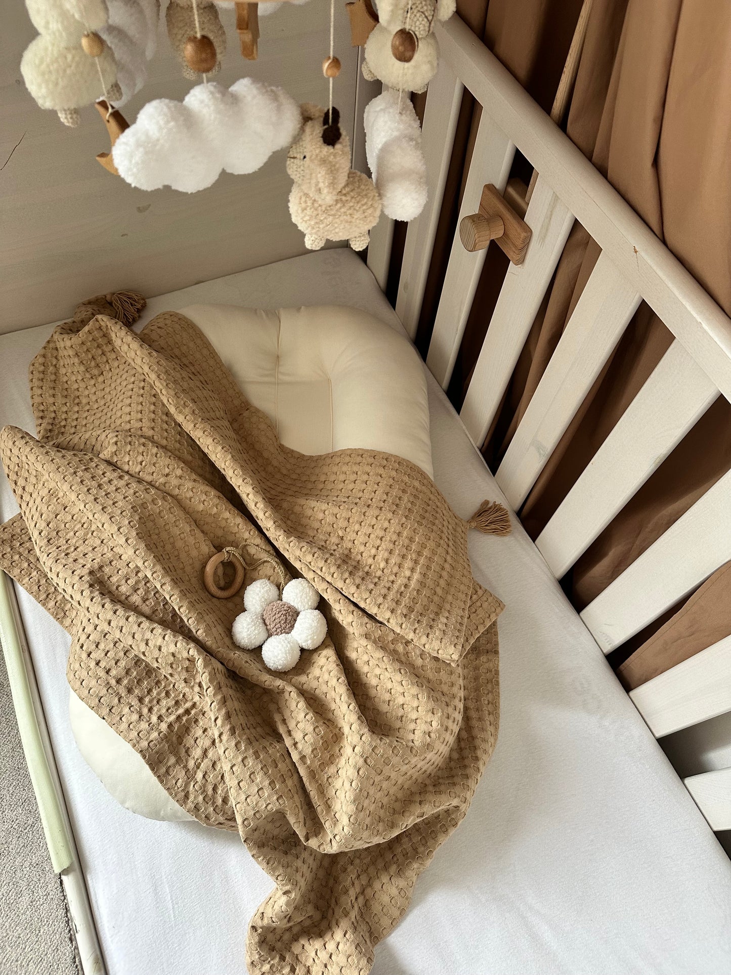 Stranddecke, Babydecke Waffelmuster, sanft neutrale Neugeborenendecke, Sommerdecke