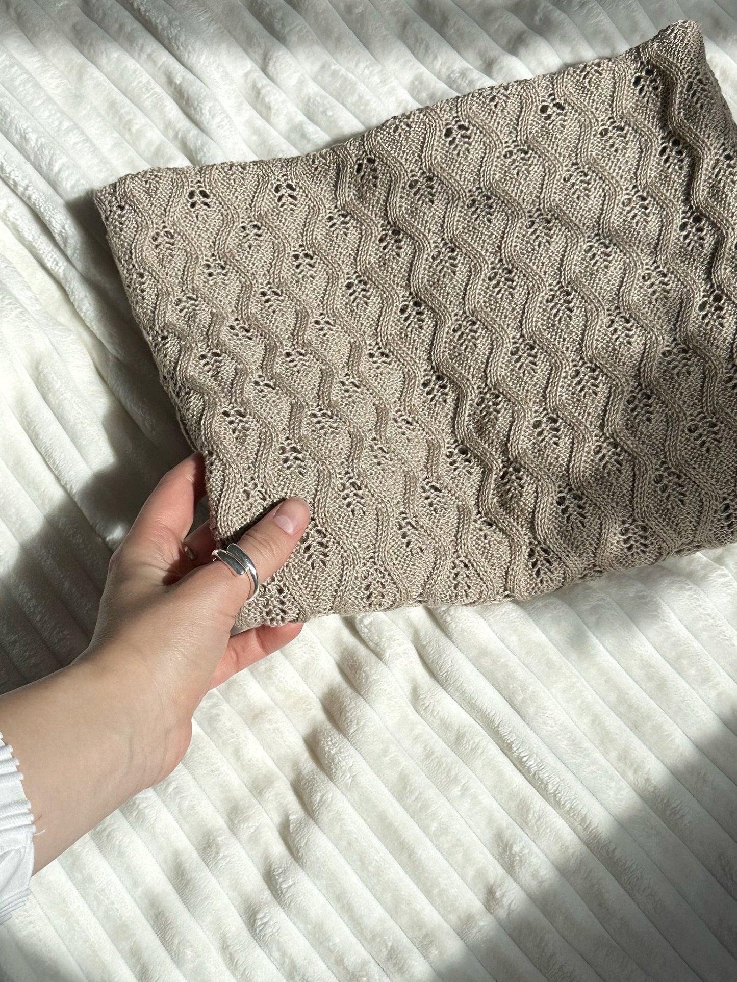 Strickdecke, sanft neutrale Neugeborenendecke, gestrickte Babydecke, Strickdecke, Sommerdecke, Grobstrick